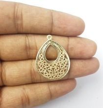 Pear Shape Cutout Gold Plated Earring Making Finding