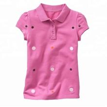 embroidered puff sleeve polo shirt