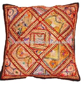 Antique Zari Work Embroidery 100 % Handmade Cotton Cushion Covers