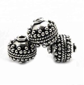 oxidized sterling silver plated bali bead