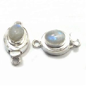 white rainbow stone sterling silver plated clasp