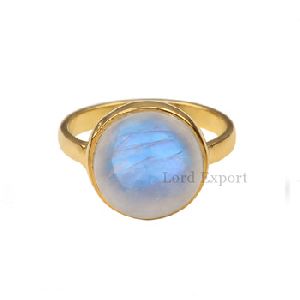 18K Gold Plated Rainbow Moonstone Ring 925 Sterling Silver Gemstone Ring