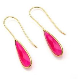 Designer Hot Pink Chalcedony Gemstone Handmade Silver Earrings