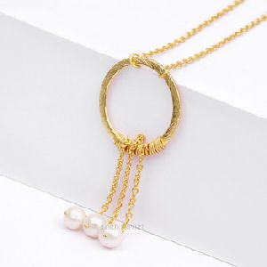 Pearl Gold Circle Dainty Layering Necklace