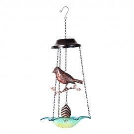 Wonderland Hanging metal bird with glass base chime