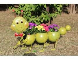 Wonderland Metal Garden Caterpillar Long Planter with three pot