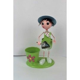 Wonderland Metal Green Boy with pot Penstand