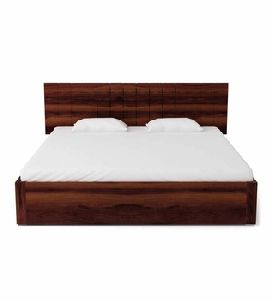 Red Honey Finish Solid Wood King Size Bed