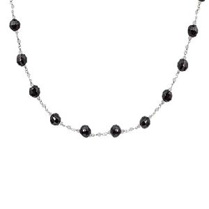 garnet & crystal quartz beads chain necklace