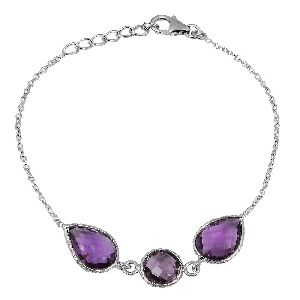 Orchid Jewelry 10.80 Carat Weight Genuine Amethyst 925 Sterling Silver Bracelet