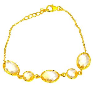 Orchid Jewelry 18.05 Carat Genuine Citrine 925 Sterling Silver Bracelet with Gold Plated