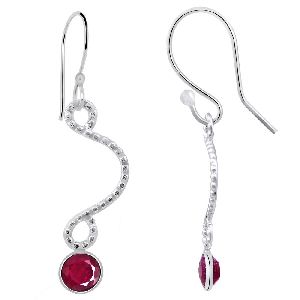 Quality Jewelry White Gold Plated 2.15 Carat Round Ruby Earrings