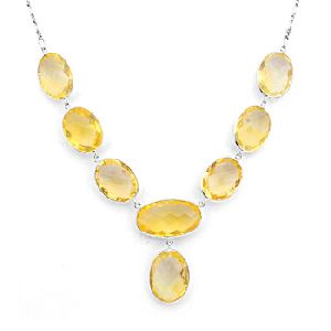 sterling silver real citrine gemstone necklace