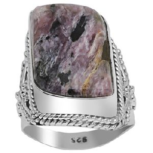 sugilite gemstone fancy shape ring