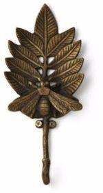 Antique Brass Cast Iron Leaf Hook