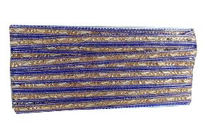 lace border trim thin 1 cm wd royal blue base gold stone pasting