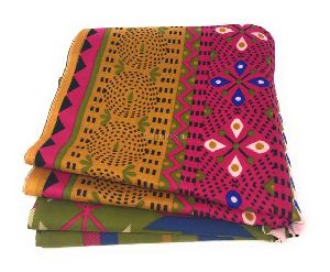 Pure Cotton, Printed colour fast fabric, art geometry print, mehendi green base, multicolour panel