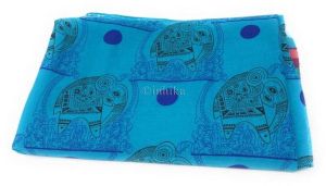 Pure Cotton, Printed colour fast fabric, teal blue base, elephant print