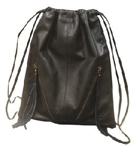 Genuine Leather Drawstring Backpack
