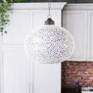 big blue circular shaped lamp