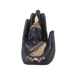 Buddha carved under palm Showpiece