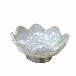 Large flower shape white dry fruit bowl