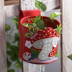 Red Mushroom Metal Pot Planter