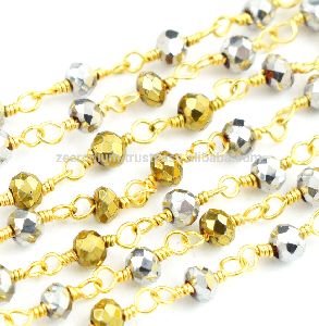 Rosary Style Gemstone Beaded Link Gemstone Chain