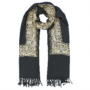 BLACK KASHMIRI PASHMINA WITH GOLD WORK