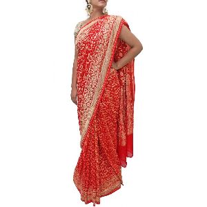 BRIDAL VERMILLION SHIKARA BANARSI SILK SAREE