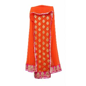 BRIGHT ORANGE WEDDING GEORGETTE SUIT