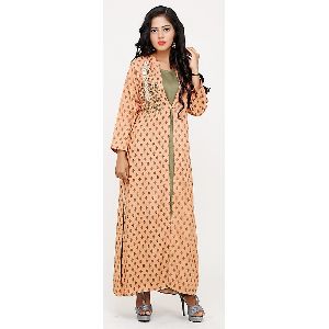 JACKET STYLE PEACH ETHNIC DRESS