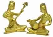 BRASS TRIBAL MUSICIAN SET sculpture