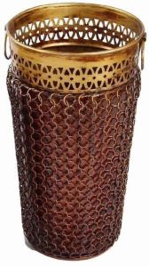 METAL HANDICRAFT JAALI CYLINDRICAL FLOWER VASE