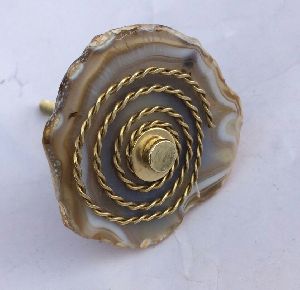 Agate Stone Knob with Metal wire work