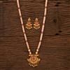 Antique Mala Pendant Set With Matte Gold Plating