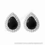 Black onyx earrings cz sterling silver