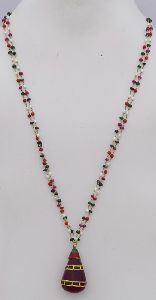 pearl ruby coral emerald beaded chain necklace