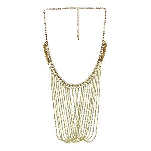 Damsel Metal and Stone Gold Tassel Necklace (24998)