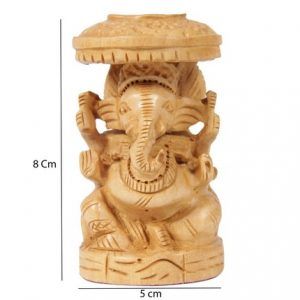 Hand Carved Wooden Lord Ganesha Figurine Hindu God 8 Cm