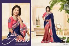 motif and solid print saree