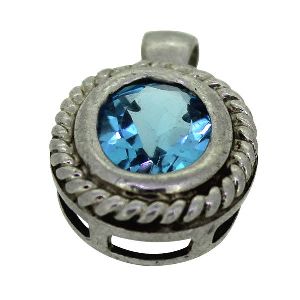Blue Topaz Gemstone Sterling Silver Pendant