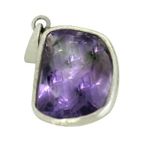 Designer Amethyst Gemstone Sterling Silver Pendant