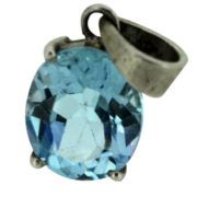 Exclusive Blue Topaz Gemstone Sterling Silver Pendant