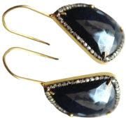 Gold Plated Silver Diamond Blue Sapphire Earring