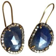 Victorian Style Gold Plated Blue Sapphire Gemstone Earring