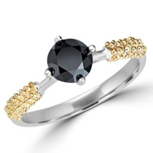 Black Diamond Two Tone Gold Engagement Ring