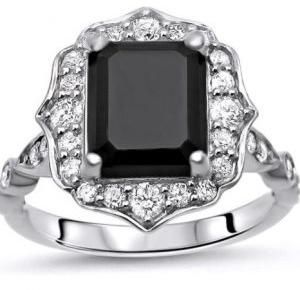 Floral Black Emerald Ring