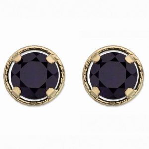 Gold Black Diamond Stud Earring