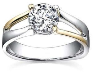 Gold Two Tone Solitaire Ring